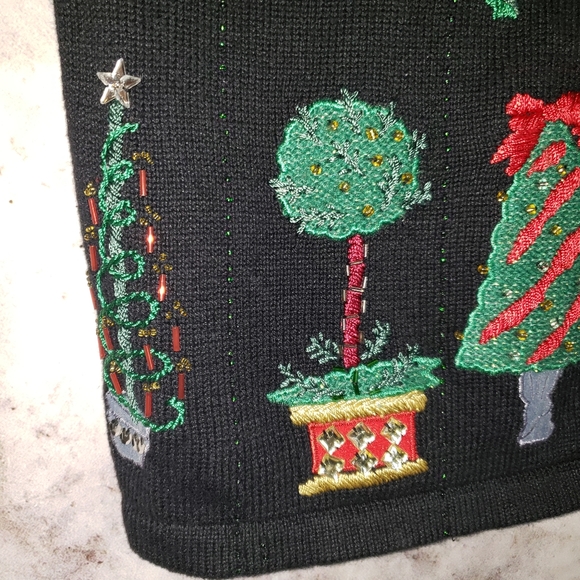 Ugly Christmas grandma beaded sweater vest sz M - Picture 4 of 11